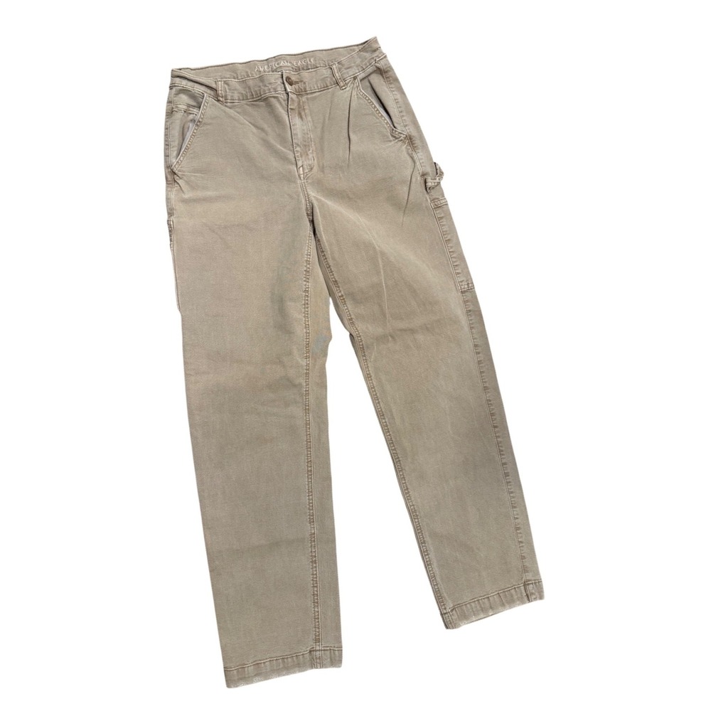 American Eagle Womens Tan Khaki Carpenter‎ Pants Straight Leg Stretch Size 14